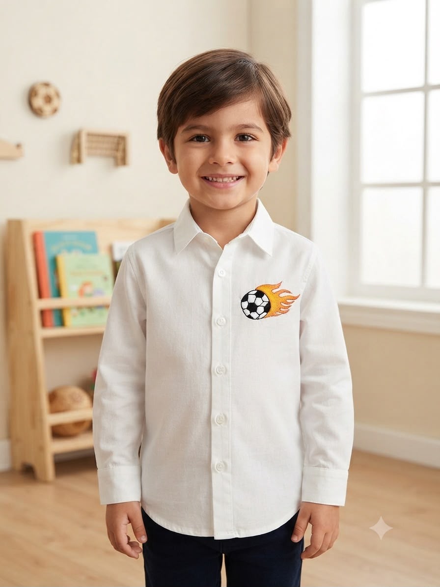 Football Flame Embroidered Shirt