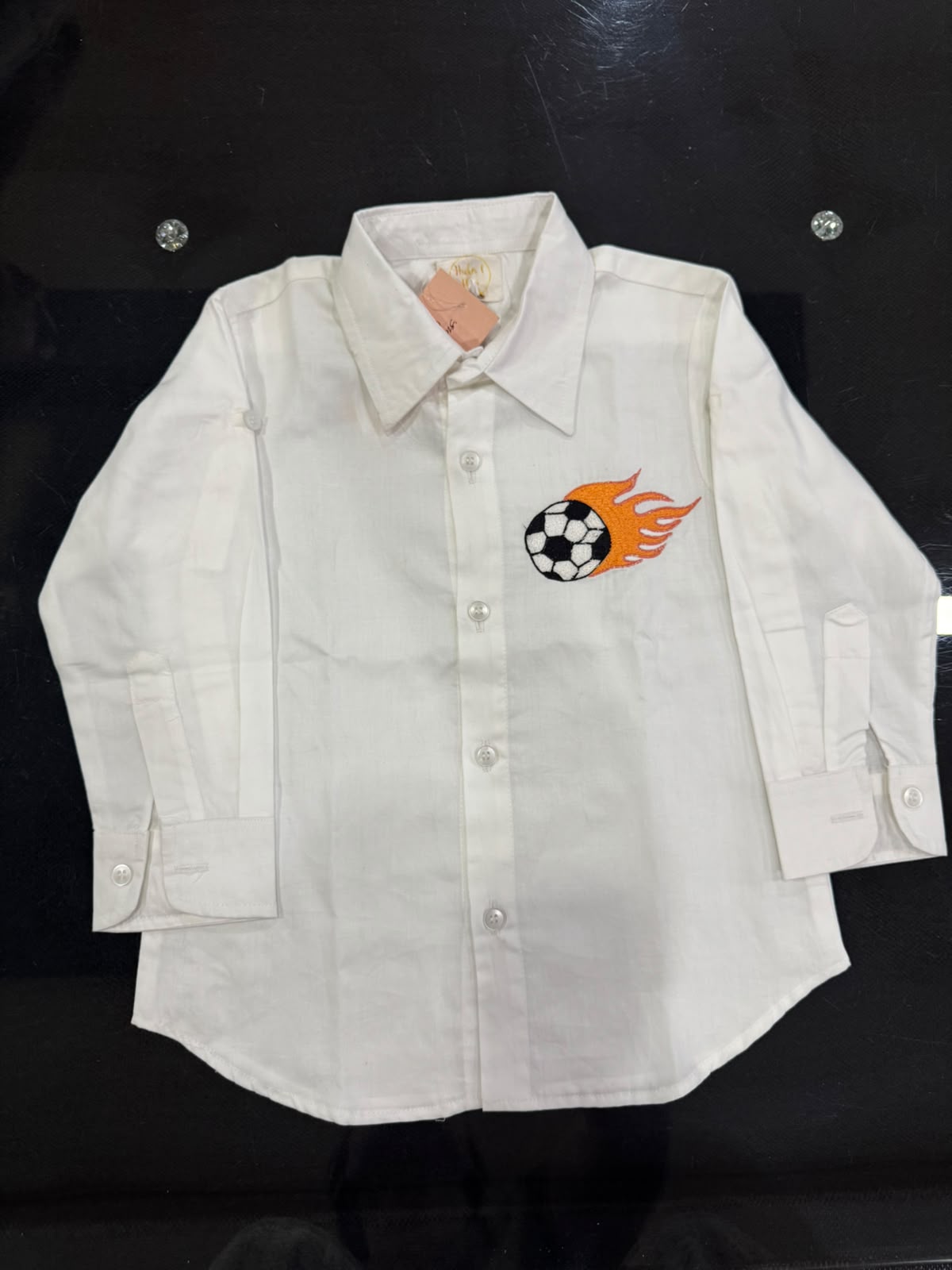 Football Flame Embroidered Shirt